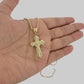 10k Yellow Gold Franco Chain Jesus Cross Charm Pendant 2mm 16-24 Inches Necklace