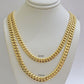 Real 10k Yellow Gold Chain necklace Miami Cuban Link 7mm 20" 22" 24 Inch 10KT