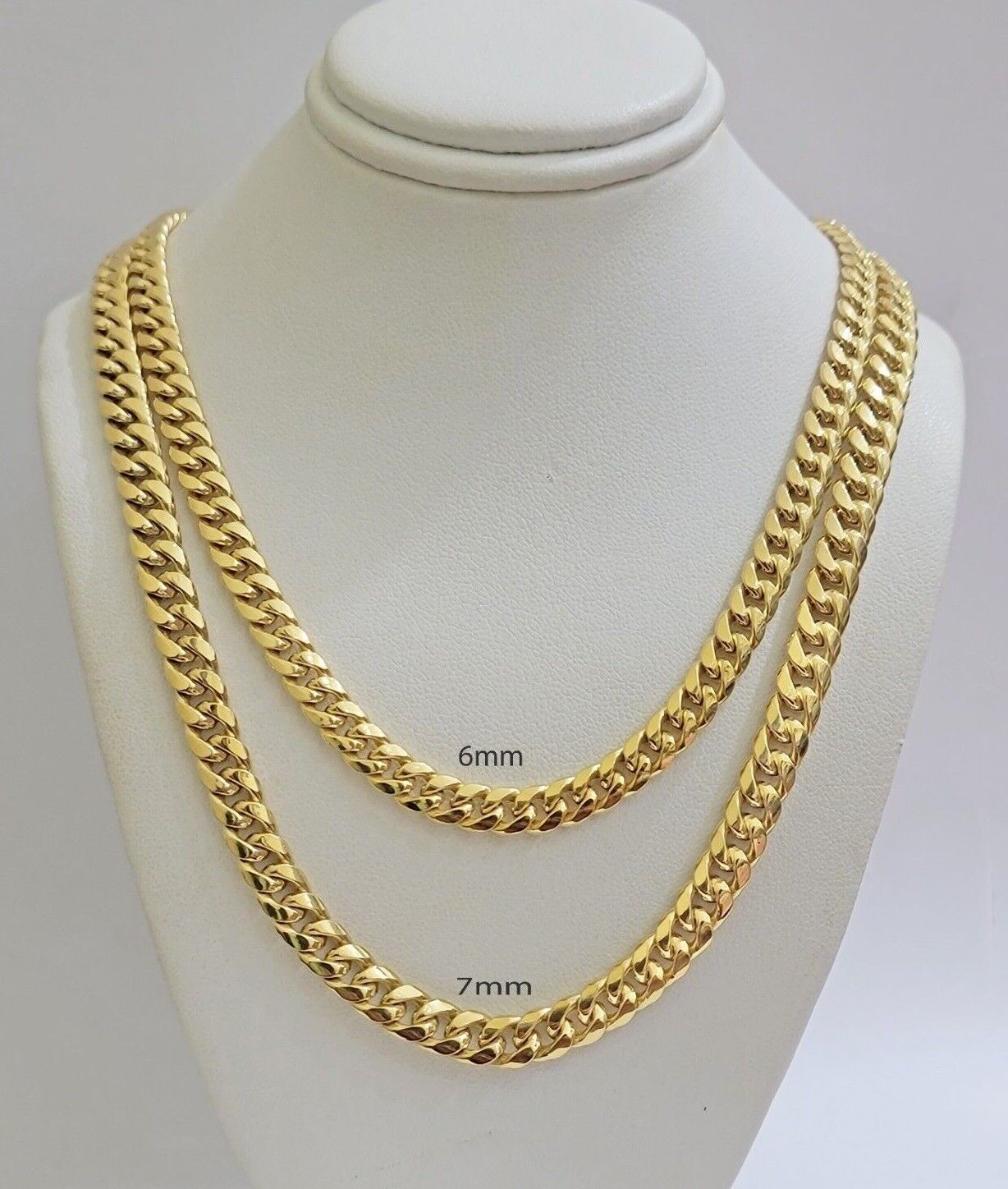 Real 10k Yellow Gold Chain necklace Miami Cuban Link 7mm 20" 22" 24 Inch 10KT