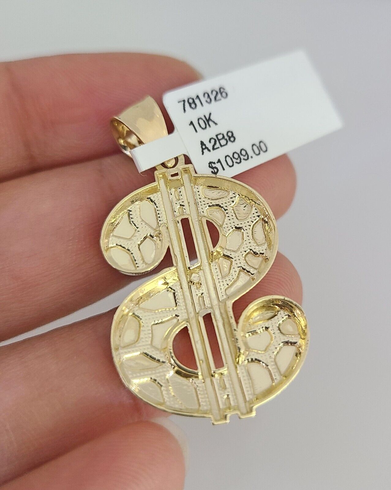 10k Gold Chain Dollar Pendant Set Miami Cuban Necklace 4mm 18"-26" Charm