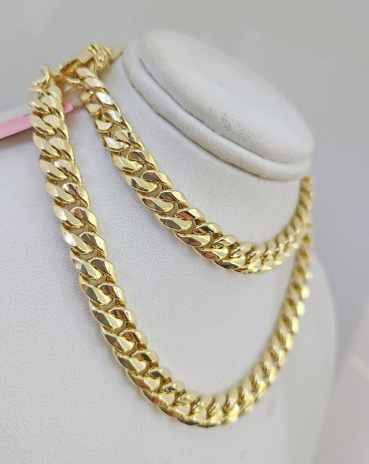 Real 14k Mens Chain Miami Cuban Link Necklace 20" 8mm 14KT Mens, Hollow