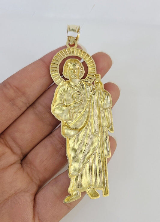 10k San Judas Charm Pendant Mens REAL 10Kt Saint Jude Yellow Gold