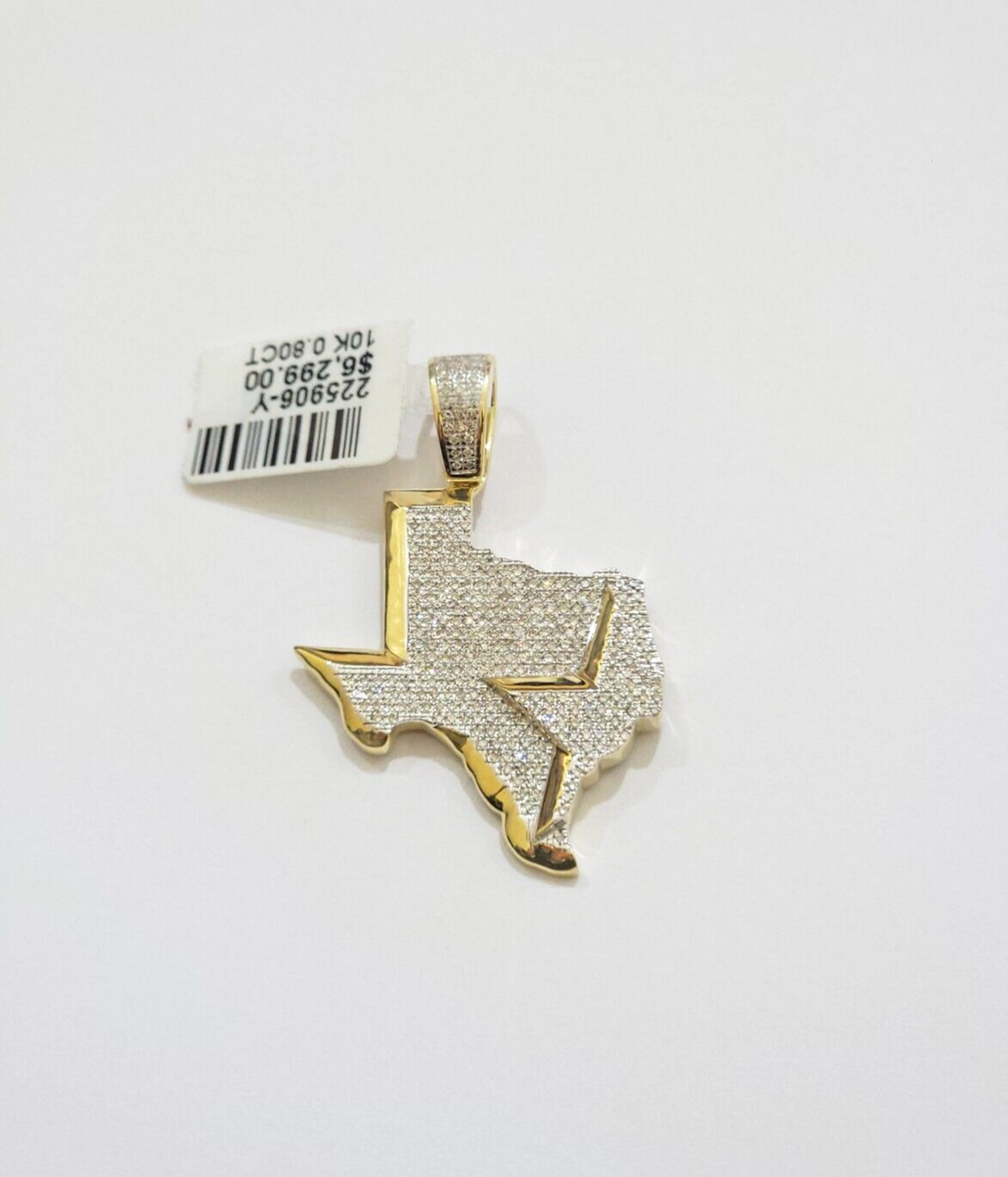 10k Yellow Gold Diamond Texas Map Charm 0.80CT Real 10Kt Pendant Natural Genuine