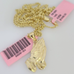 Real 14k Chain Praying Hands Pendant Set 14kt Miami Cuban Link Chain 2mm Charm