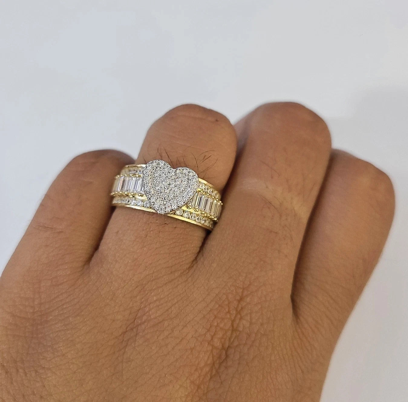 10k Heart Ring Yellow Gold Men Women Real Genuine