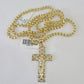 Real 10k Gold Byzantine Necklace Jesus Cross Charm SET Chain 18"-30" 3mm Pendant