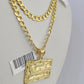 10k Gold Chain Necklace Last Supper Pendant Set Cuban Curb 5mm 20"-28" Charm