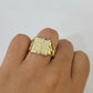 10k Nugget Ring Cuban Yellow Gold Women Men Real Genuine 10Kt