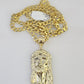 10k Gold Chain Necklace Jesus Head Pendant Set Cuban Curb 5mm 20"-28" Charm