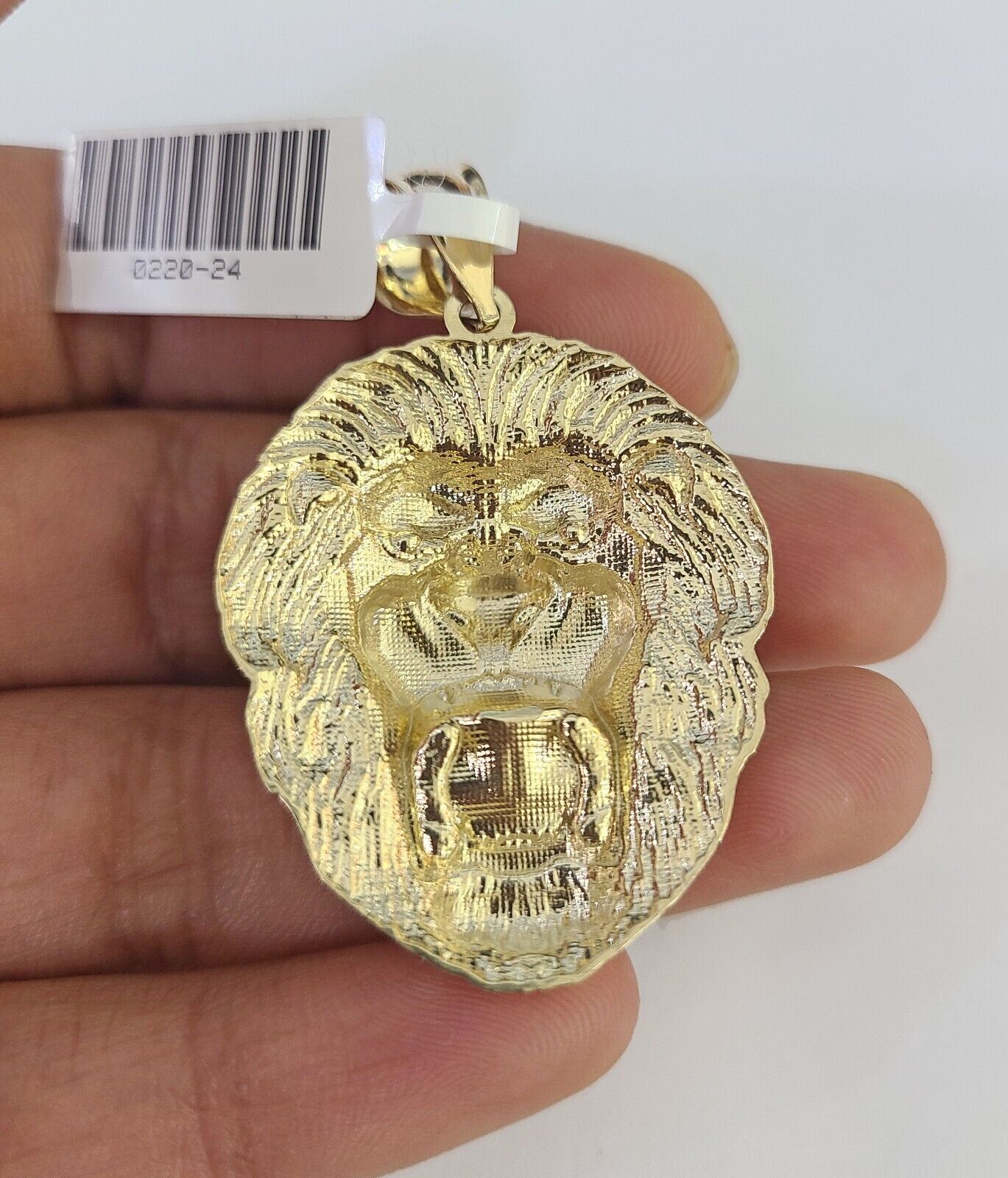 10k Gold Chain Roaring Lion Pendant Set Miami Cuban link Necklace 5mm 20"-30"