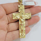 10kt Yellow Gold Franco Chain Necklace Nugget Cross Charm Pendant 3mm 18-26 Inch