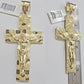 Real 10k Gold Rope Chain Necklace Jesus Cross Charm Pendant Set 20-28" inch 5mm