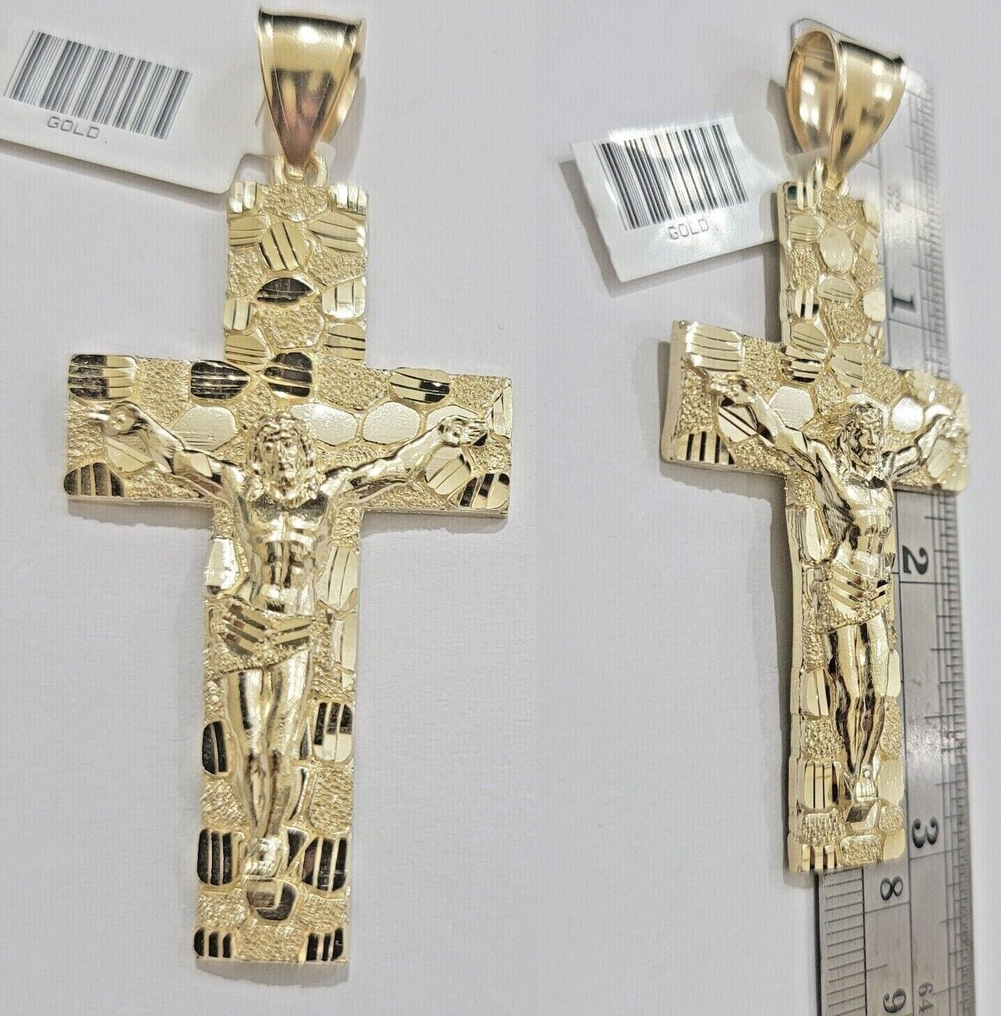 Real 10k Gold Rope Chain Necklace Jesus Cross Charm Pendant Set 20-28