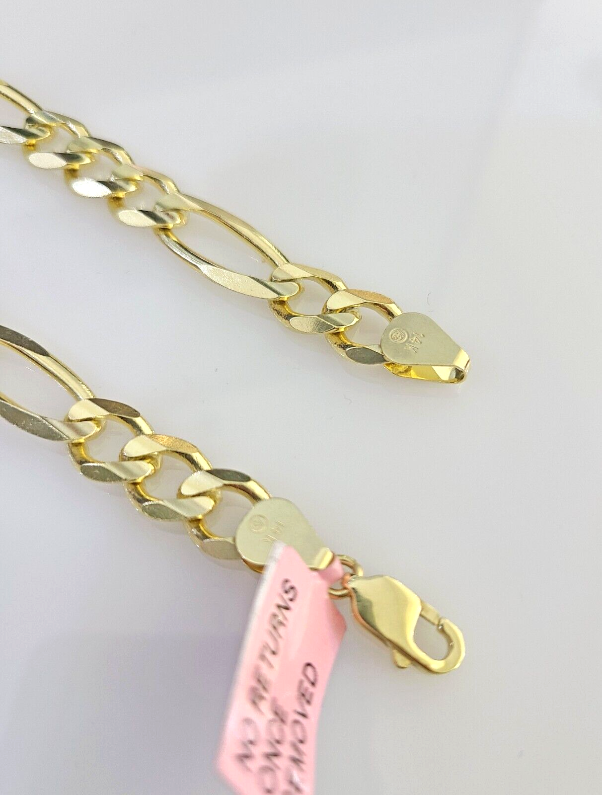 Real 14k Yellow Gold Figaro Bracelet 8mm 8 Inch Lobster Clasp Brand New 14KT