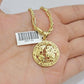 Real 10kt Gold Milano Rope Chain World Map Charm Pendant Set 18-24 Inch Necklace