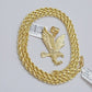 10k Gold Rope Chain Eagle Charm Pendant Set 22'' Inches 3mm Necklace REAL SALE
