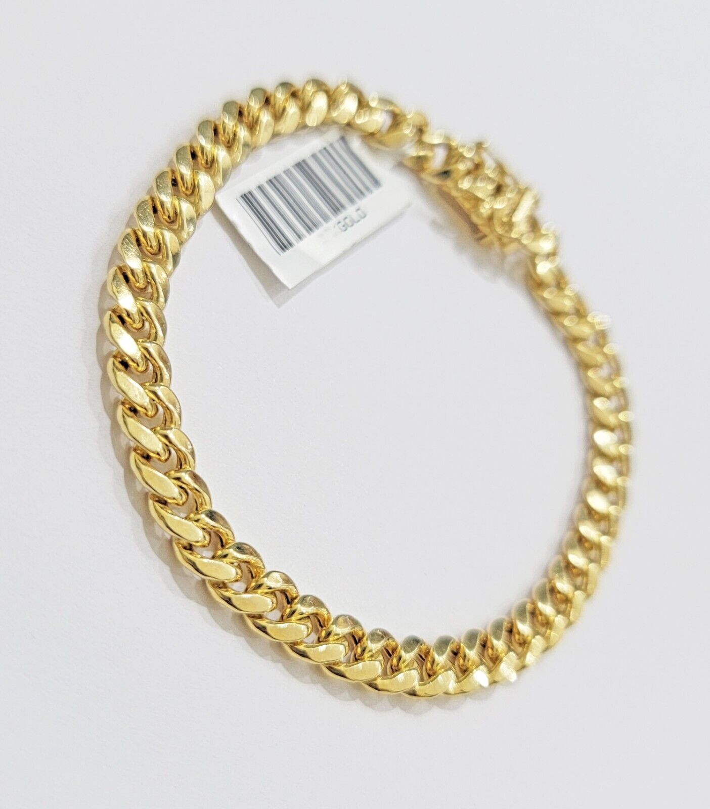 REAL 14k Gold Bracelet Miami Cuban Link 6mm 9 Inch For Mens, Box clasp , 10KT