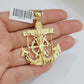 10k Yellow Gold Franco Chain Necklace Anchor Charm Pendant 3mm 18"-26" Inch SALE