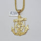 10k Yellow Gold Franco Chain Necklace Anchor Charm Pendant 3mm 18"-26" Inch SALE