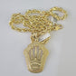 10k Yellow Gold Rope Chain Crown Charm Pendant 18-30'' Inch 7mm  Necklace