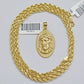 10k Gold Rope Chain Jesus Head Charm Pendant Set 22" Inch 3mm Necklace REAL SALE
