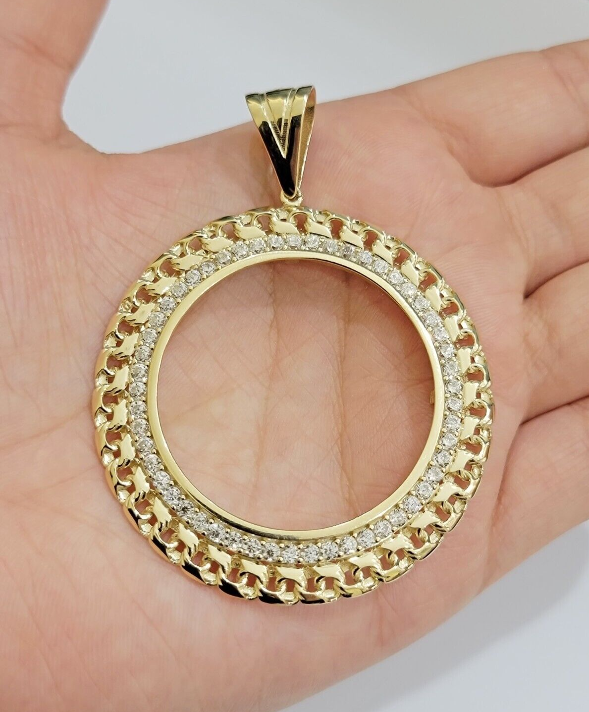 Real 10k Yellow Gold Bezel Charm Pendant Round Mexican Centenario Coin 10kt SALE