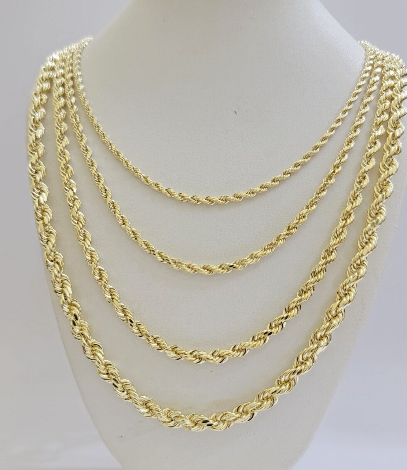 Real 14K Yellow Gold Rope Chain Necklace 2.5mm 3mm 4mm 5mm 18-26 inch Men Women 3mm / 20inch