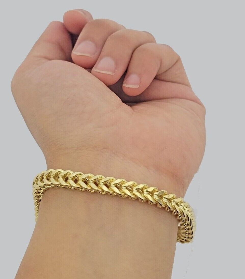 Real 10k Yellow Gold Bracelet Franco 8 Inch 4mm 5mm 6mm 10kt Mens BRAND NEW SALE