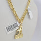 10kt Yellow Gold Rope Chain Everybody Eats Charm Pendant 18-28 Inch Necklace 3mm