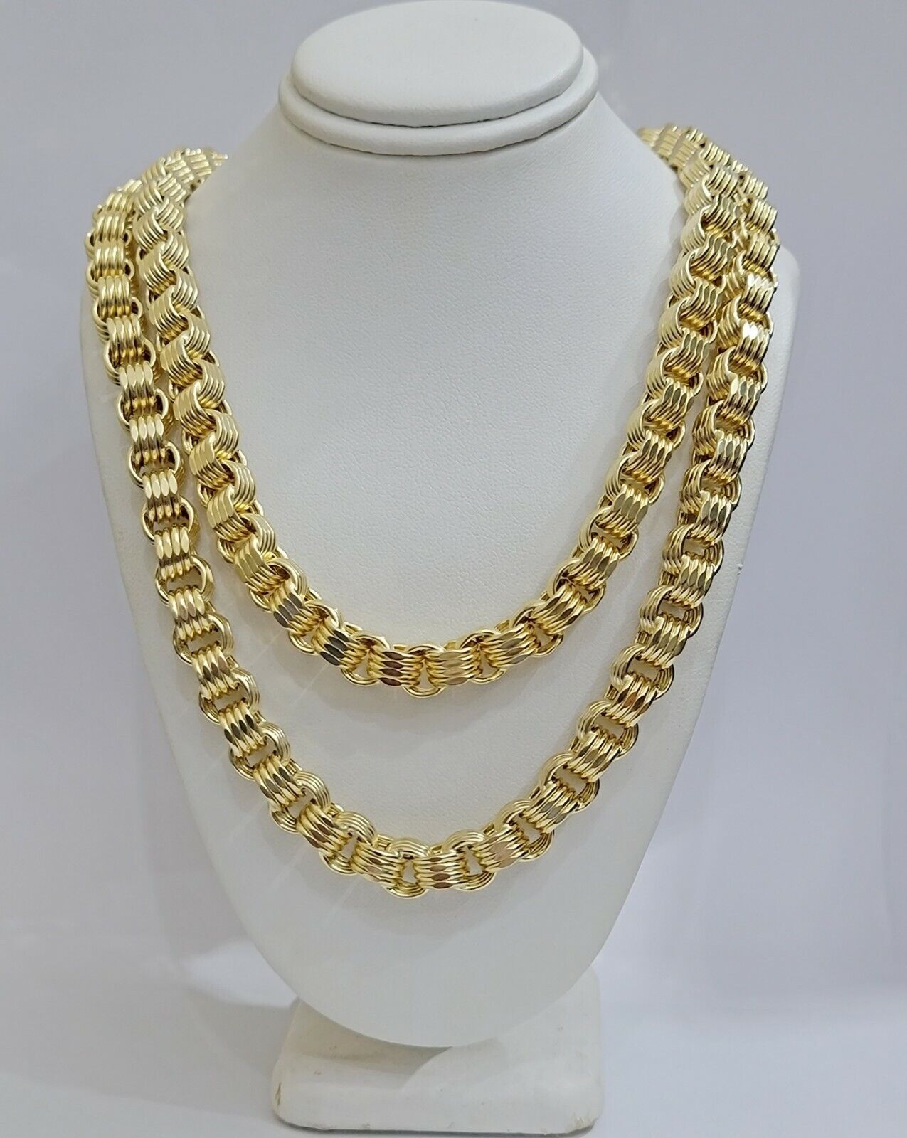 Real Box Byzantine chain necklace 7mm 10K Yellow Gold 26 Inches Men's 10KT