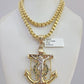 Real 10k Gold Byzantine Necklace Jesus Anchor Charm SET Chain 20"-28" 4mm