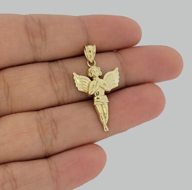 10k Gold Franco Chain Praying Angel Charm Pendant 1.5mm 16-24 Inch Necklace SALE