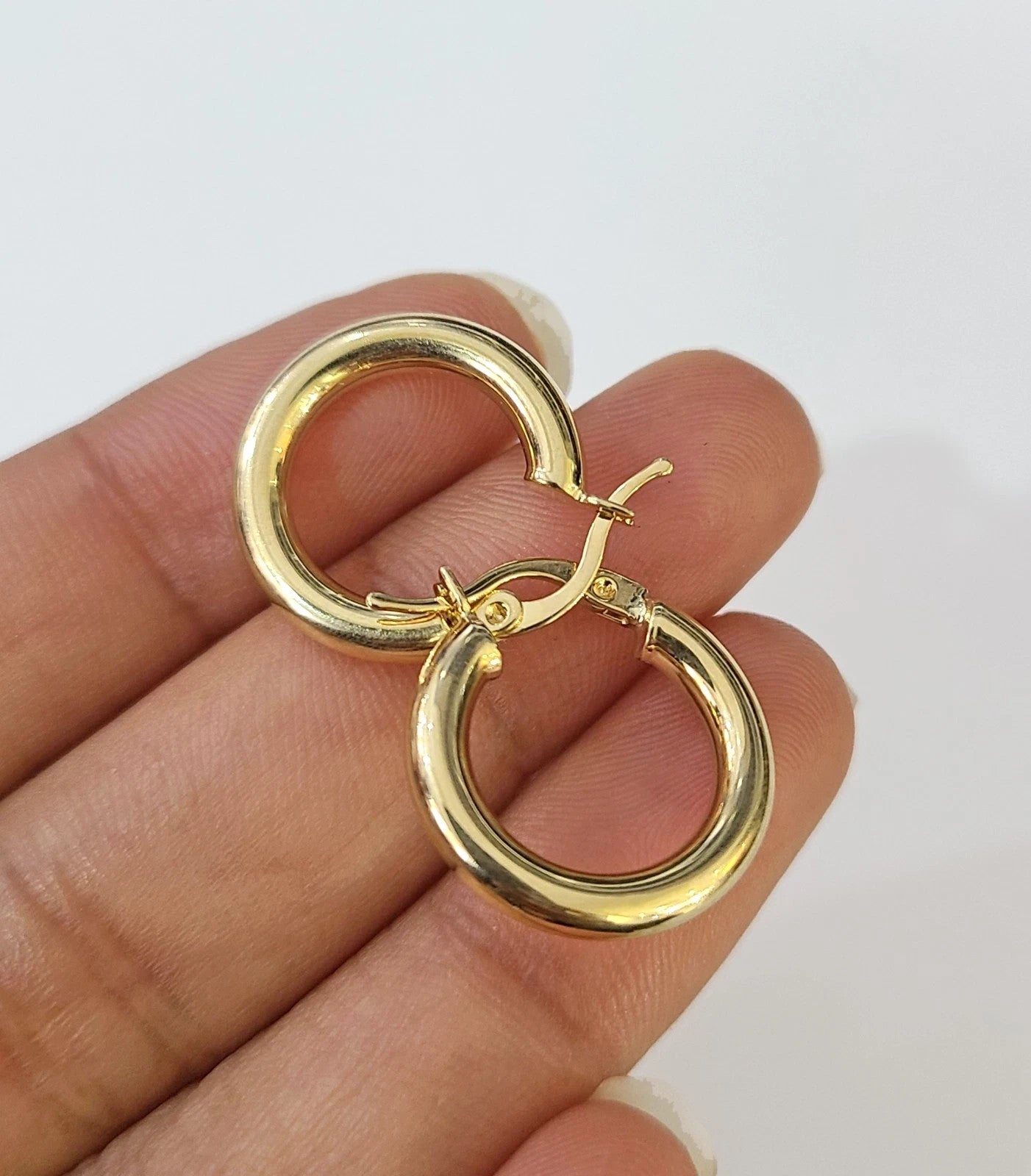 Real 10k Hoop Earrings Yellow Gold Real Men Women