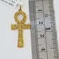 Ankh Cross Charm Pendant REAL 10k Yellow Gold Genuine Natural Diamond Men Women