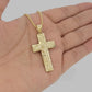 10k Gold Franco Chain Jesus Nugget Cross Charm Pendant 2mm 16-24 Inches Necklace