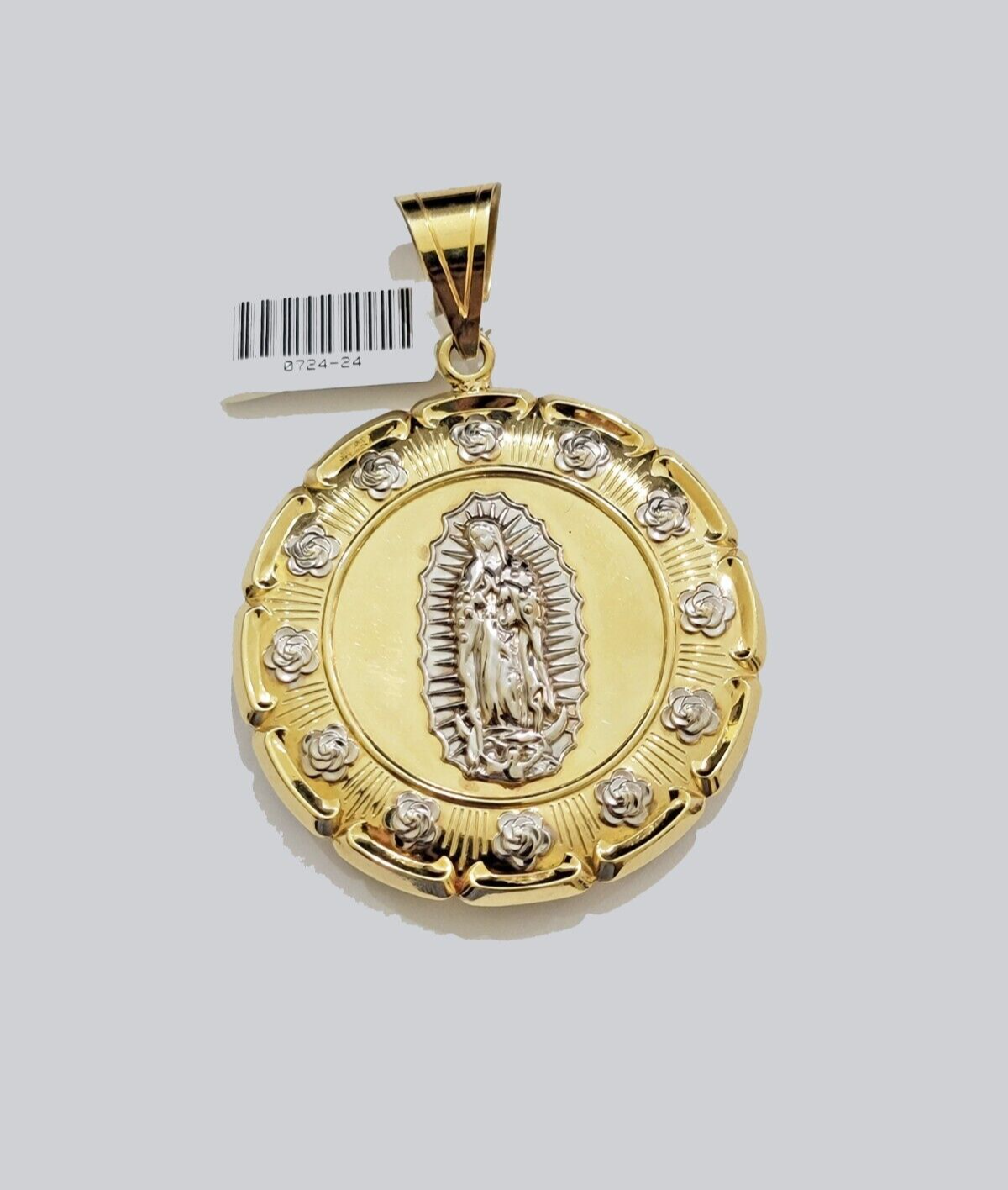 Real 10k Yellow Gold Jesus Virgin Mary Charm Pendant Two-Tone For 10kt Chain NEW