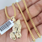 10k Gold Franco Chain Praying Hand Charm Pendant 2.5mm 18-24 Inches Necklace SET