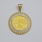 Mexican Centenario Coin 1947 Charm Pendant Replica 50 Pesos With Bezel 10kt Gold