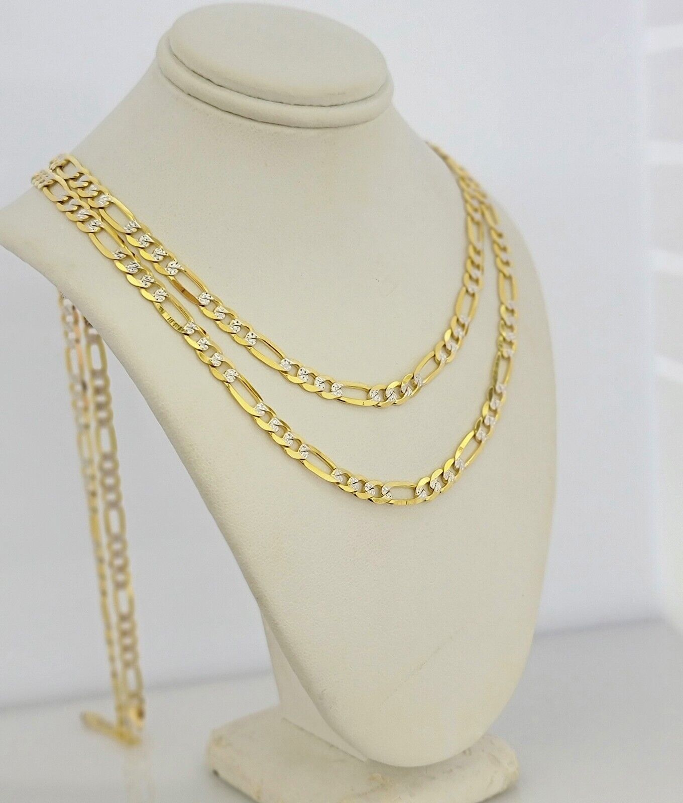 Real 10k Solid Gold Chain Figaro Link Necklace 5.5mm Men Women 18-30 Inches 10kt