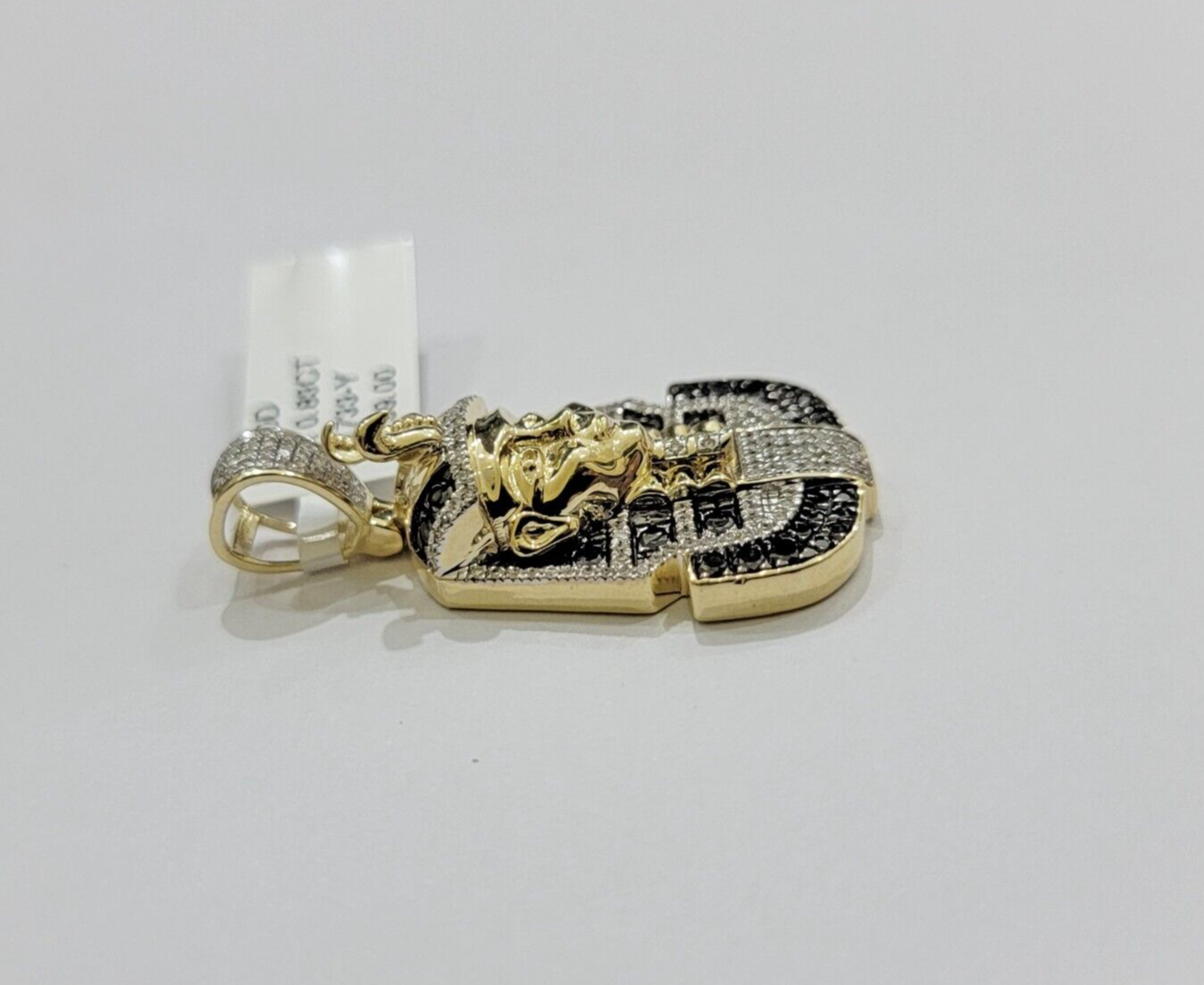 Black Diamond Pharoah Charm Pendant 10kt Yellow Gold 0.80 CT Chain Necklace SALE