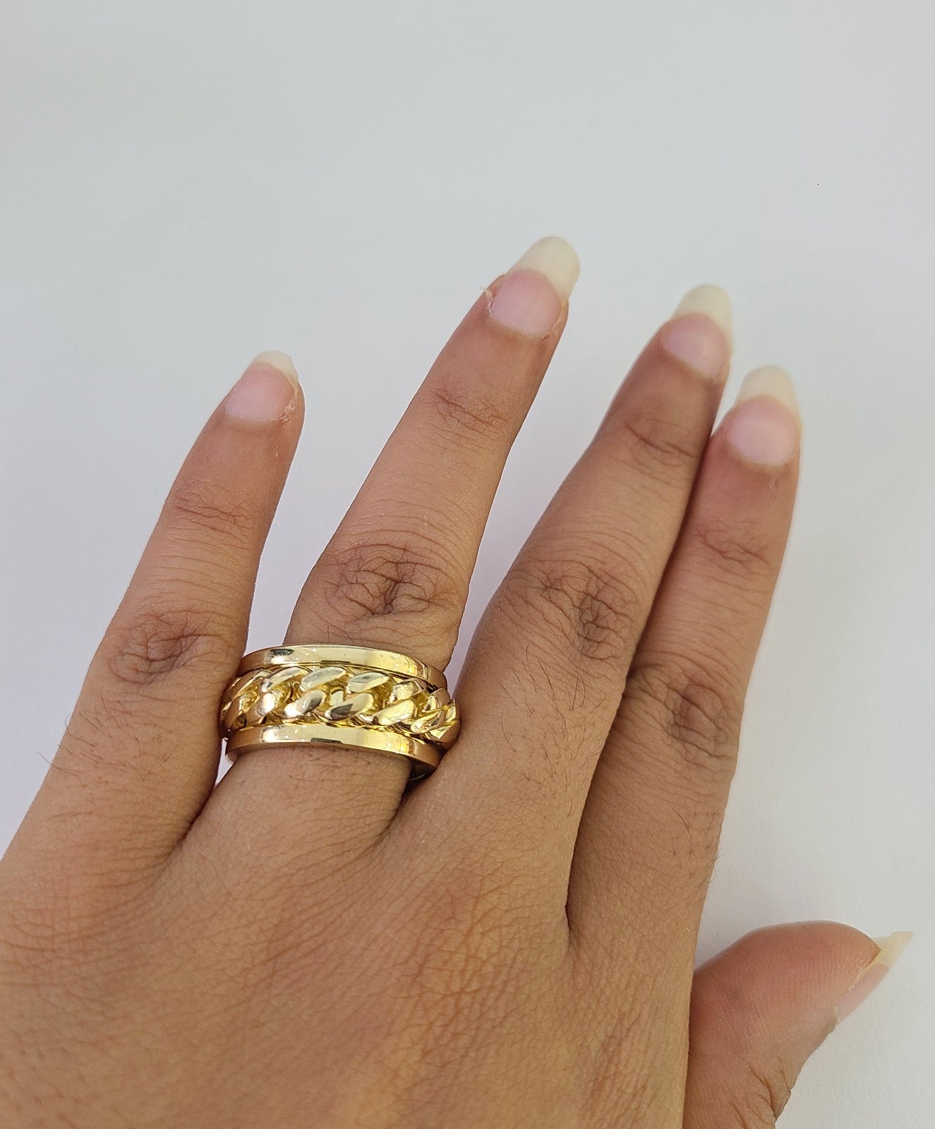 10k Miami Cuban Ring Casual Band Yellow Gold Genuine Brand New Size 6 7 8 9 10 11 & 12