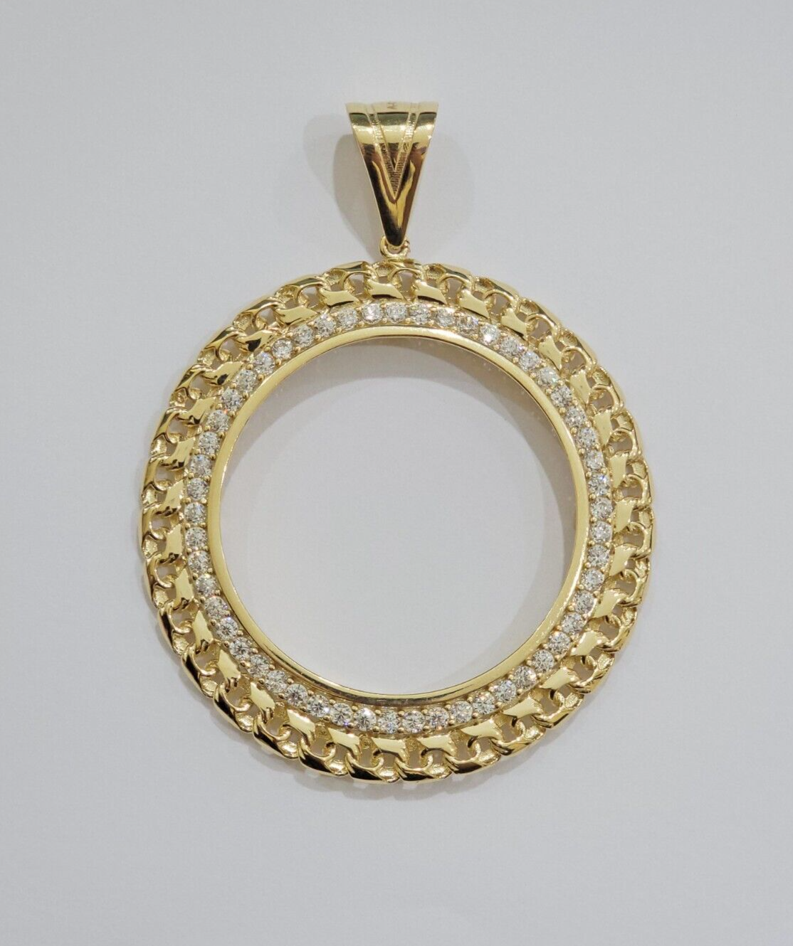 Real 10k Yellow Gold Bezel Charm Pendant Round Mexican Centenario Coin 10kt SALE