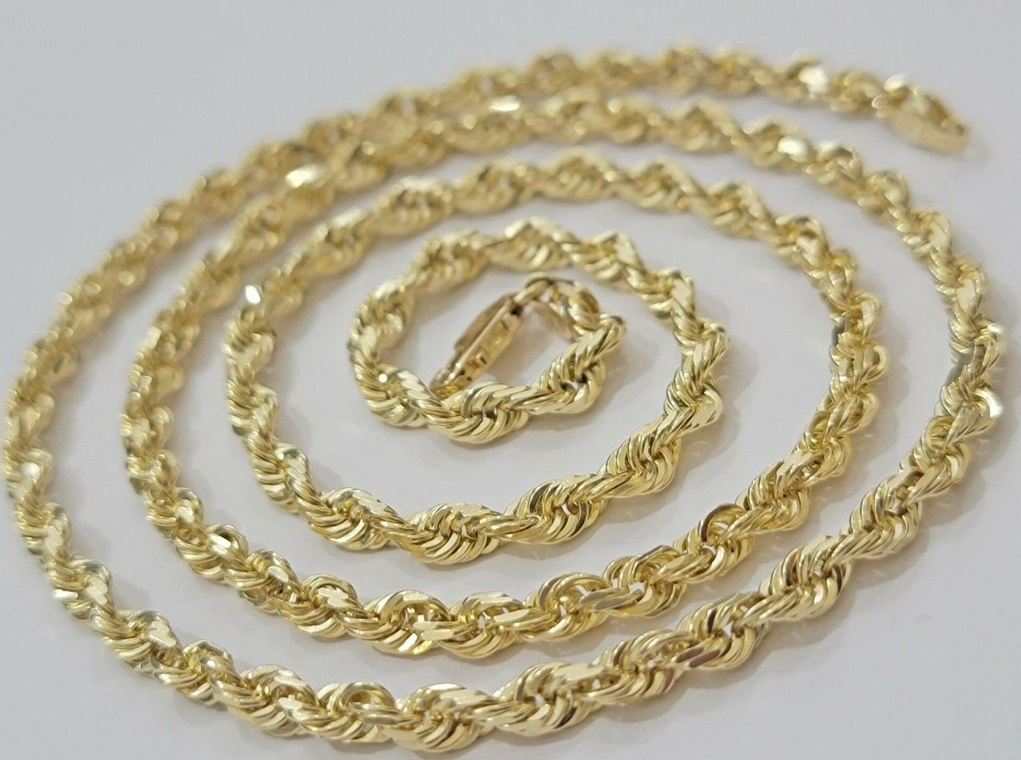 10K Yellow Solid Diamond Cut Rope Chain | LoveBling 4mm / 22 / Yes
