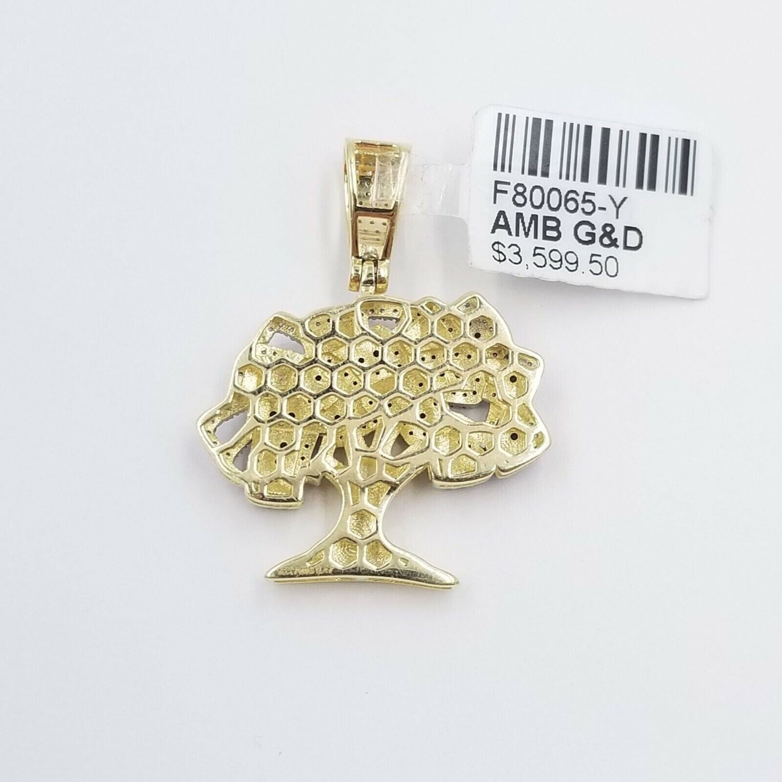 money tree charm Money Tree charm Pendant REAL 10k Yellow Gold Genuine Natural Diamonds For Mens