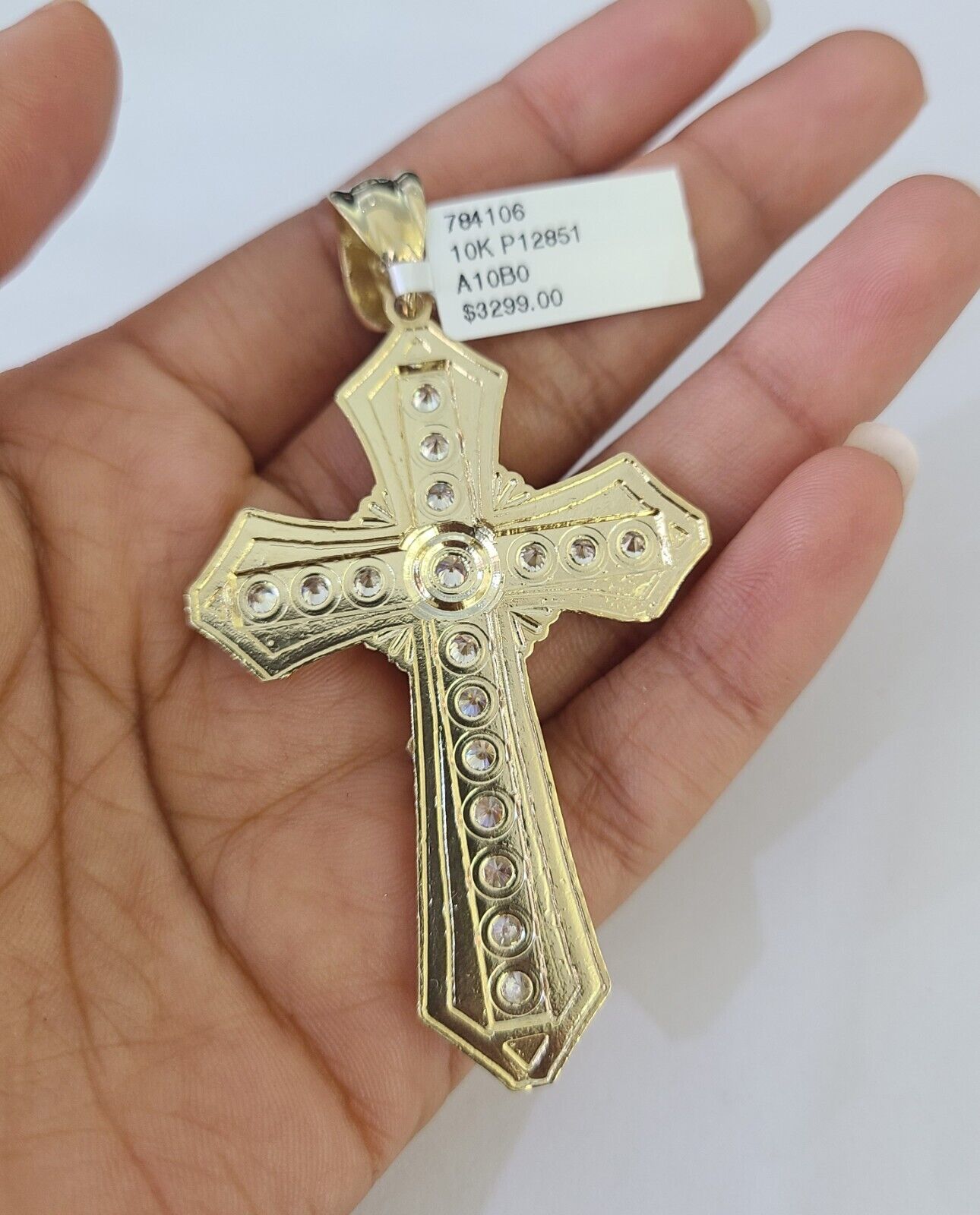 10k Yellow Gold Rope Chain Jesus Cross Charm Pendant 18-30'' Inch 8mm  Necklace