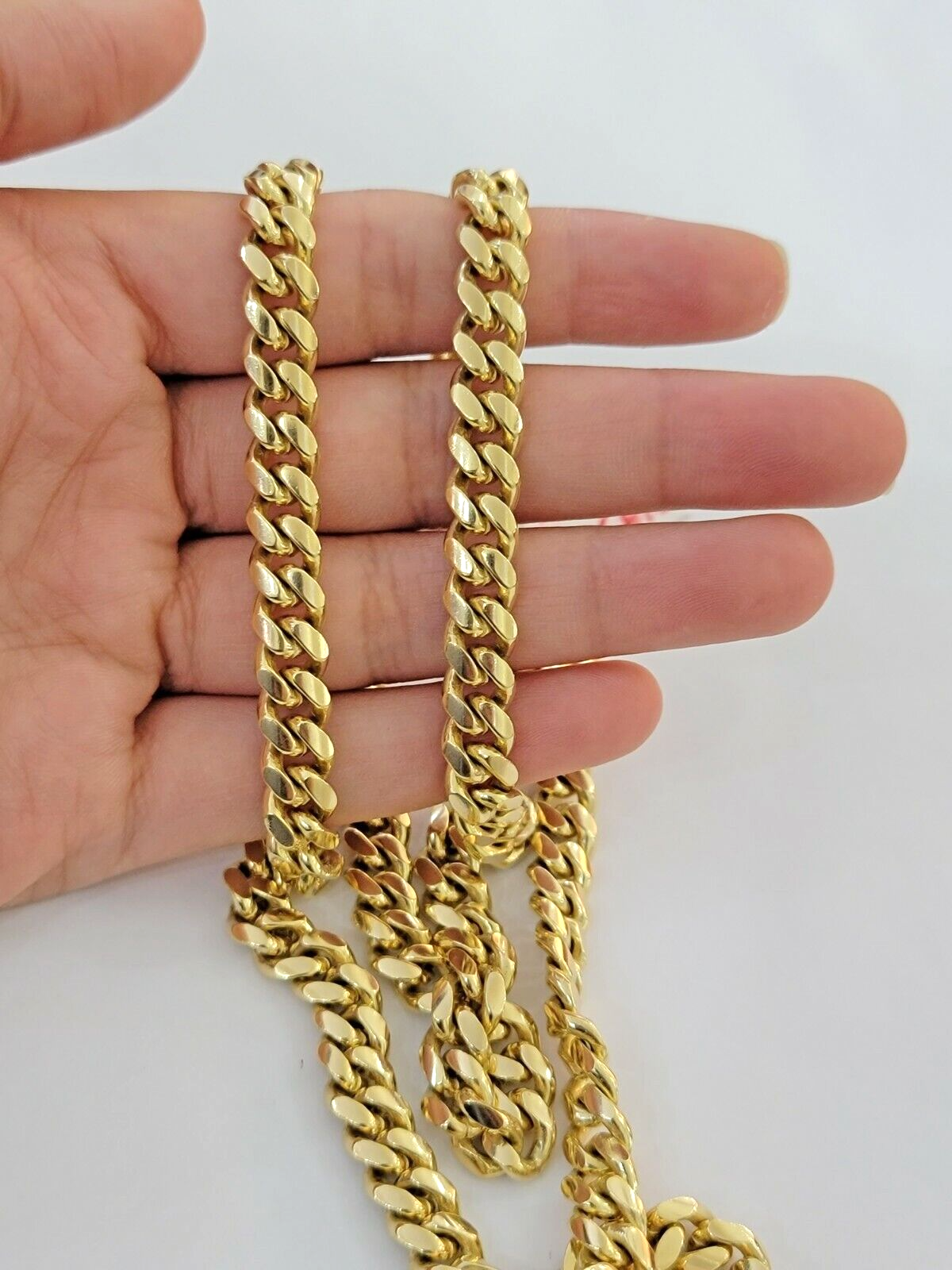 Real 14k Gold Chain Necklace 7mm  22 Inch Solid Miami Cuban Link  Men 14kt Chain