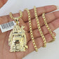 Real 10k Gold Byzantine Necklace Laughing Buddha Charm SET Chain 18"-30" 3mm