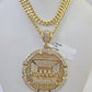 10k Gold Chain Last Supper Pendant Set Miami Cuban link Necklace 5mm 20-30 Inch