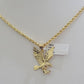 10k Gold Rope Chain Eagle Charm Pendant Set 22'' Inches 3mm Necklace REAL SALE
