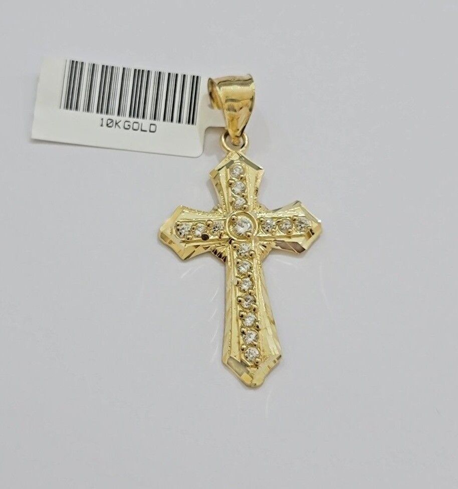 10kt Gold Milano Rope Chain Jesus Cross Charm Pendant Set 18-24'' Inch Necklace